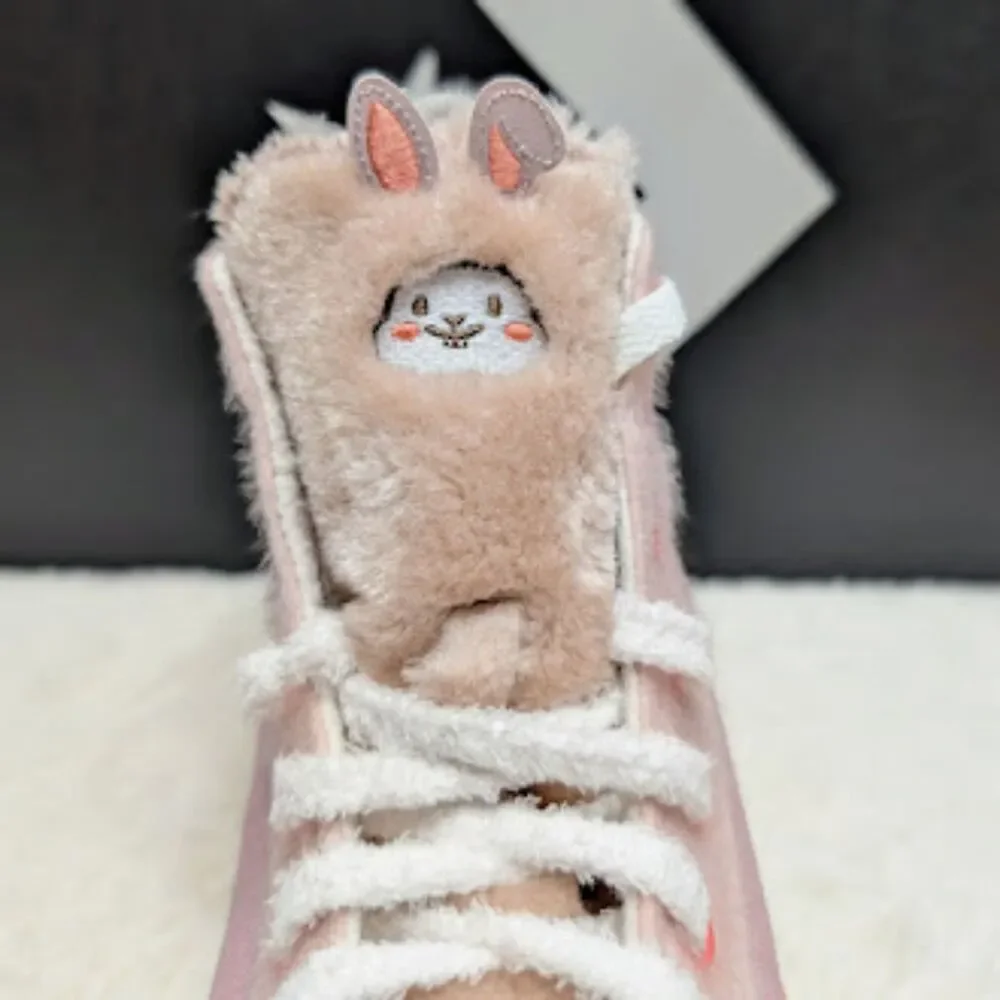 Converse CTAS Pink Bunny Rabbit Faux Fur Hi Top Sneakers + Bag Women's 9.5 NIB